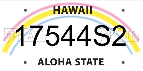 17544S2 Hawaii License Plate