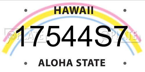 17544S7 Hawaii License Plate