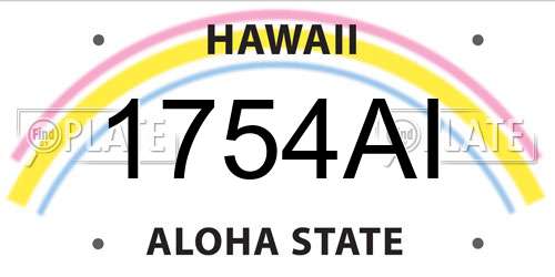 1754AI Hawaii License Plate
