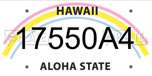 17550A4 Hawaii License Plate