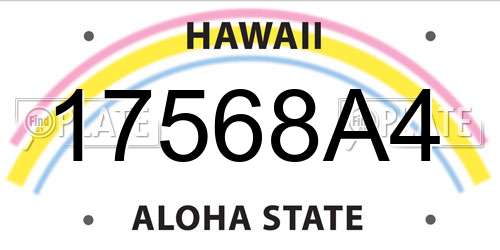 17568A4 Hawaii License Plate