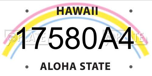 17580A4 Hawaii License Plate
