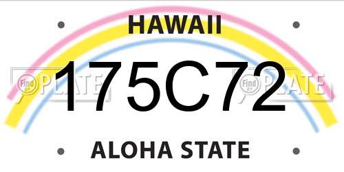 175C72 Hawaii License Plate
