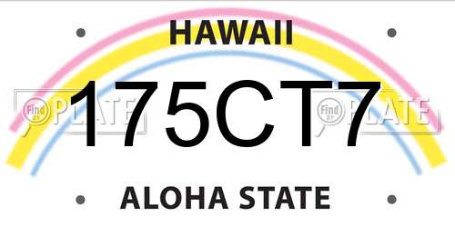175CT7 Hawaii License Plate
