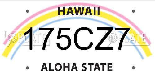175CZ7 Hawaii License Plate
