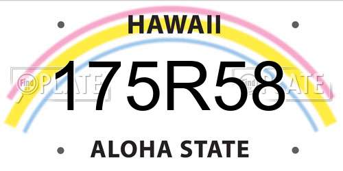 175R58 Hawaii License Plate