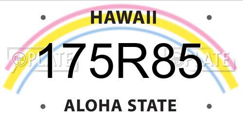 175R85 Hawaii License Plate