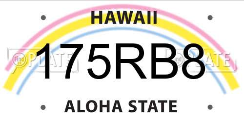 175RB8 Hawaii License Plate