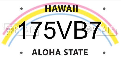 175VB7 Hawaii License Plate
