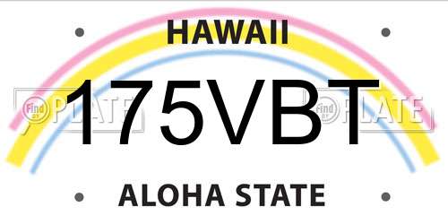 175VBT Hawaii License Plate