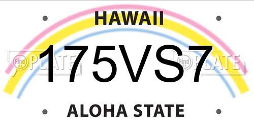175VS7 Hawaii License Plate