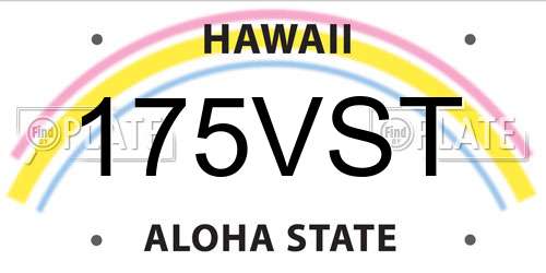 175VST Hawaii License Plate