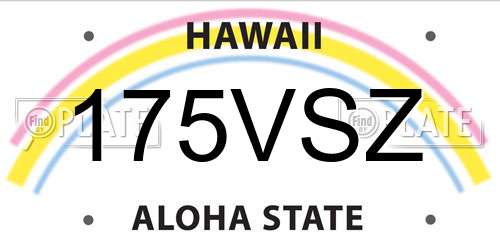 175VSZ Hawaii License Plate