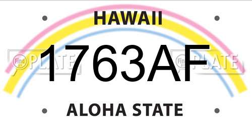 1763AF Hawaii License Plate