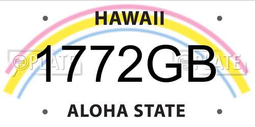 1772GB Hawaii License Plate