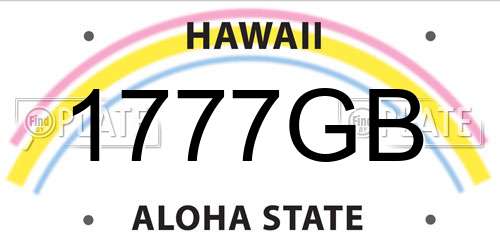 1777GB Hawaii License Plate