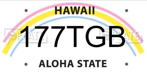 177TGB Hawaii License Plate
