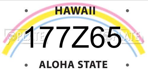 177Z65 Hawaii License Plate