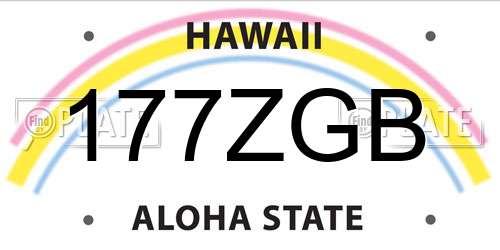 177ZGB Hawaii License Plate
