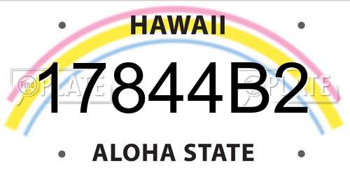 17844B2 Hawaii License Plate