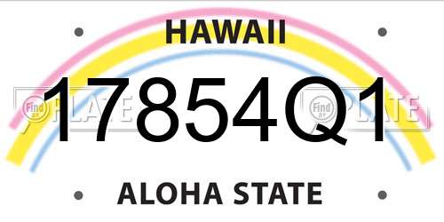 17854Q1 Hawaii License Plate