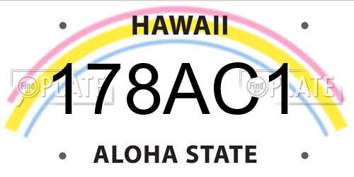 178AC1 Hawaii License Plate
