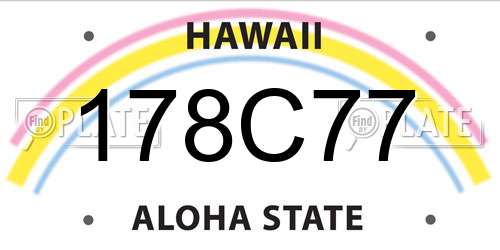 178C77 Hawaii License Plate