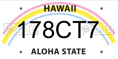 178CT7 Hawaii License Plate