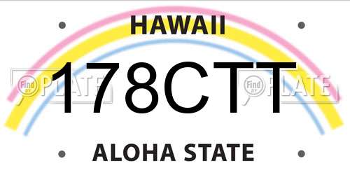 178CTT Hawaii License Plate