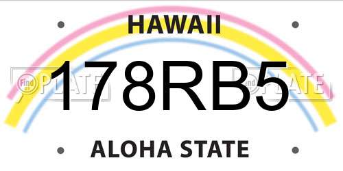 178RB5 Hawaii License Plate