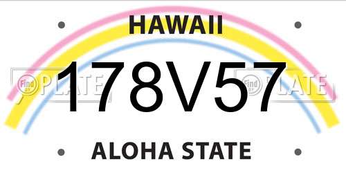 178V57 Hawaii License Plate