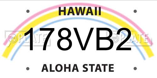 178VB2 Hawaii License Plate