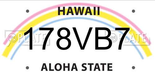 178VB7 Hawaii License Plate