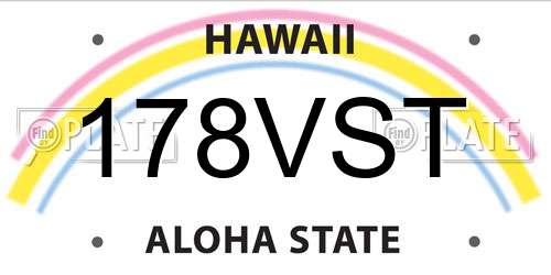 178VST Hawaii License Plate