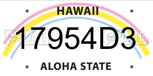17954D3 Hawaii License Plate