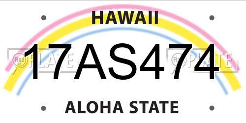 17AS474 Hawaii License Plate