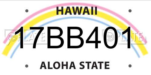 17BB401 Hawaii License Plate