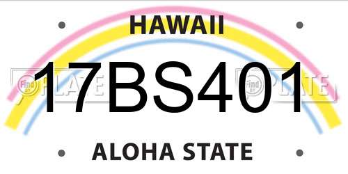 17BS401 Hawaii License Plate