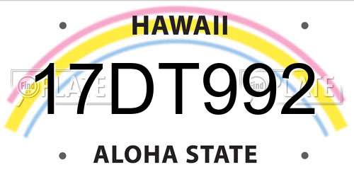 17DT992 Hawaii License Plate