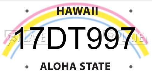 17DT997 Hawaii License Plate