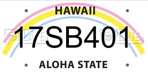 17SB401 Hawaii License Plate