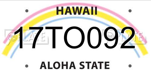 17TO092 Hawaii License Plate
