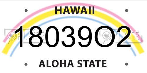18039O2 Hawaii License Plate