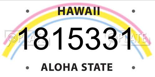 1815331 Hawaii License Plate