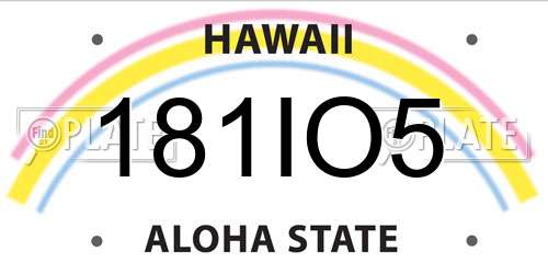 181IO5 Hawaii License Plate