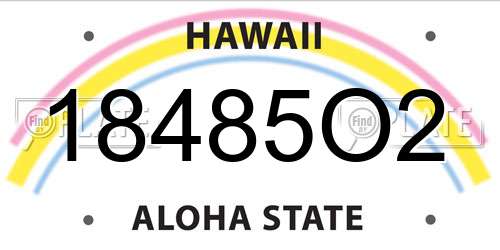 18485O2 Hawaii License Plate