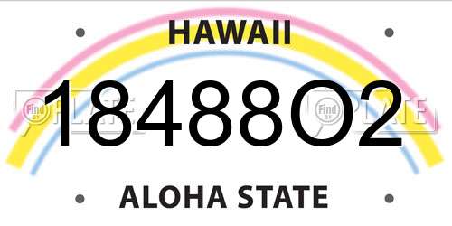 18488O2 Hawaii License Plate