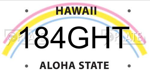 184GHT Hawaii License Plate
