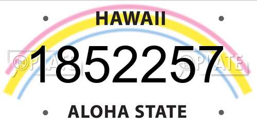 1852257 Hawaii License Plate