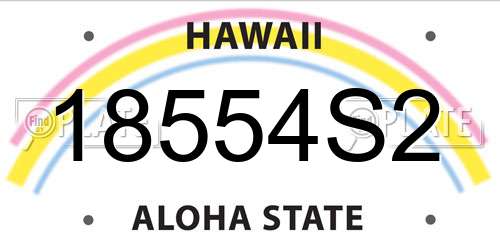 18554S2 Hawaii License Plate